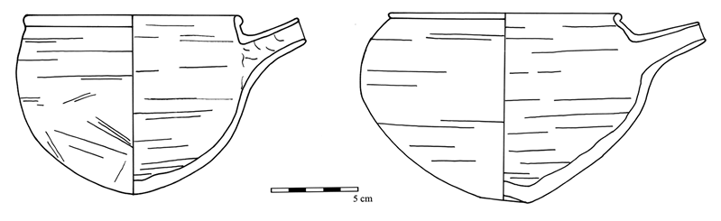 Figure 5 Spouted bowls from the North Area of Umm Mawagir, (a) I.O10.b. (b) I.O33.a