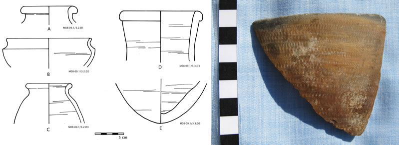 Figure 3 (left) Ceramic remains from the surface of M08-09/S1. Figure 4, Nubian sherd from the surface of M08-09/S1.