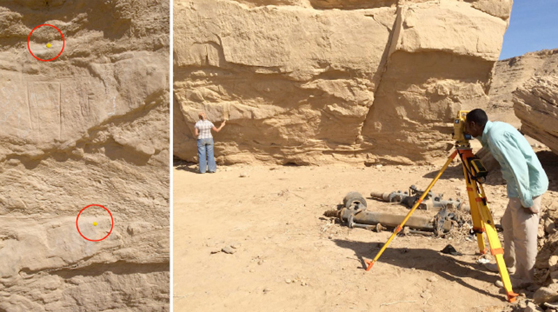 Figure 2 Topographic survey of rock inscriptions at the Borg el-Hamam site