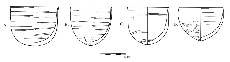 Figure 3 Cups from the North Area of Umm Mawagir. (a) I.O31.a (c) I.O41.a (d) I.O22.a