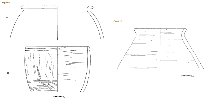 Figure 11 (left) Zir forms from Umm Mawagir; (a) I.O32c; (b) I.O31.c. Figure 12 (right) Zir in Nile Valley fabric (Nile B2) from the Central Area of Umm Mawagir.