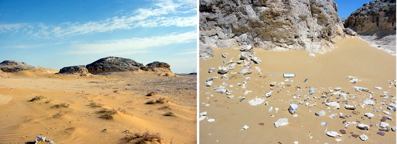 Figure 1 Views of one of the Old Kingdom campsites along the Girga Road (W-OK-1).