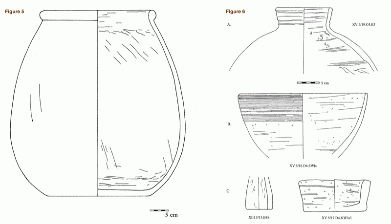 Figure 5 (left) Reconstructed Marl-C storage jar (zir) from the site of Abu Ziyar. Figure 6, Two early Middle Kingdom bowls and a bread mould from Abu Ziyar.